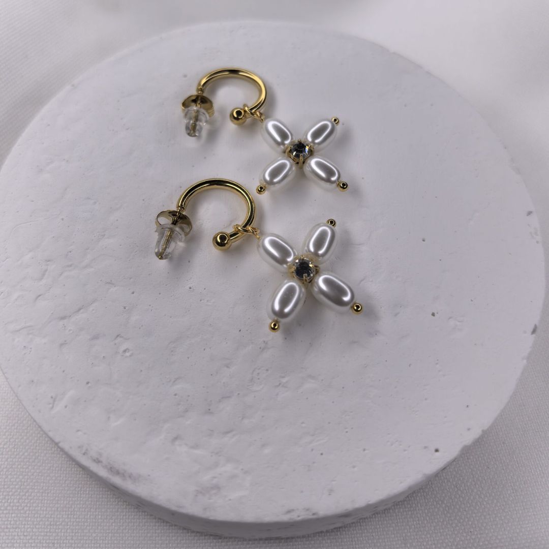 Luciana Cross Pearl Earrings | Luciana Luxe