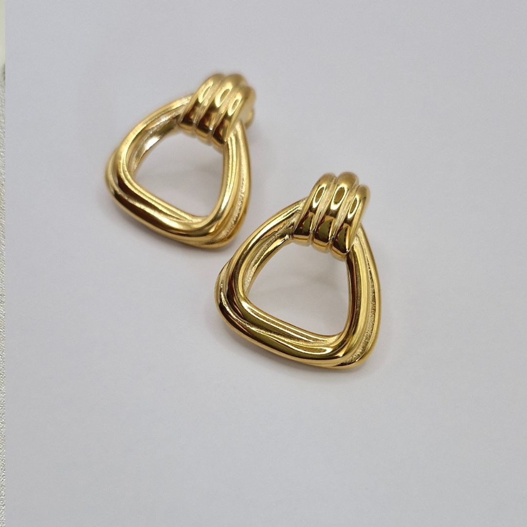 Vee Door Knocker Studs Earrings | Luciana Luxe