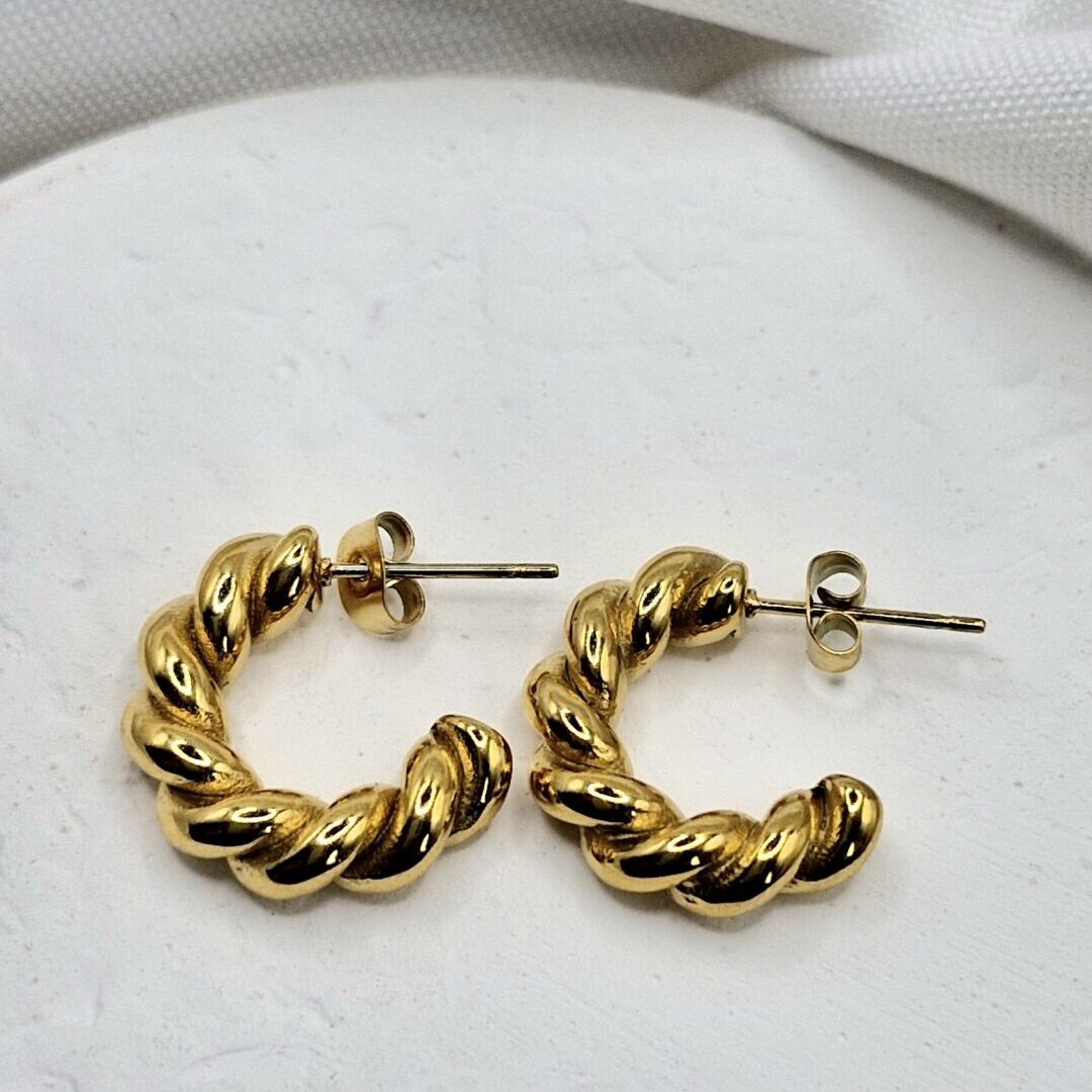 Jael Mini Twist Hoop Earrings | Luciana Luxe